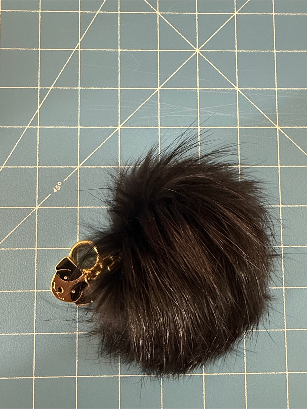 Michael Kors Black Fur Pom-Pom Bag Charm with Dog Charm